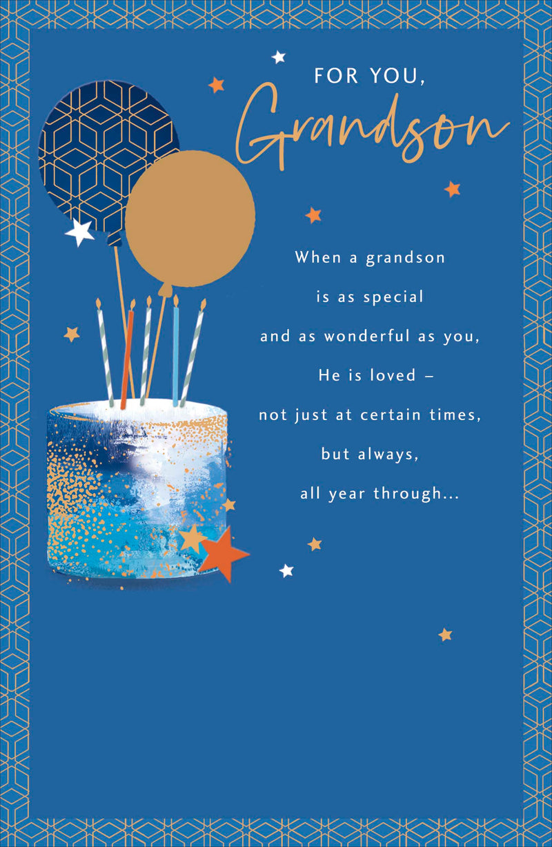 Simply | Birthday Card Grandson | Happy Birthday Gifts | Him, Boys, Men | Traditional Design | With Envelope
