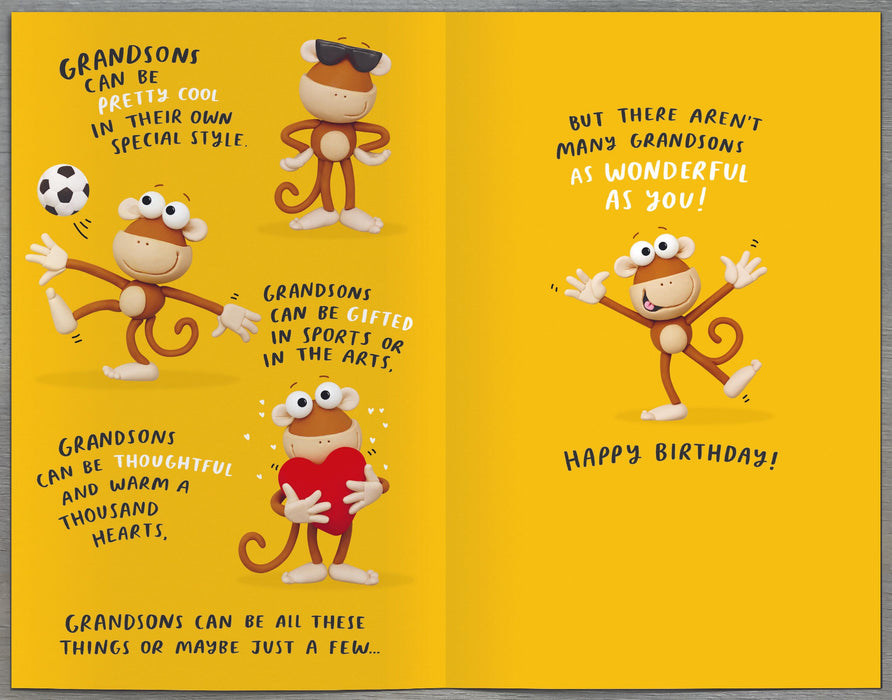 Crackers | Birthday Card Grandson Hum | Happy Birthday Gifts | Him, Boys, Men | With Envelope