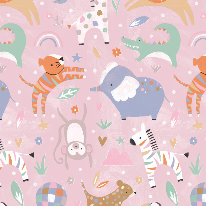 Baby Girl Animals Birth Card for Congrats, Conv Design