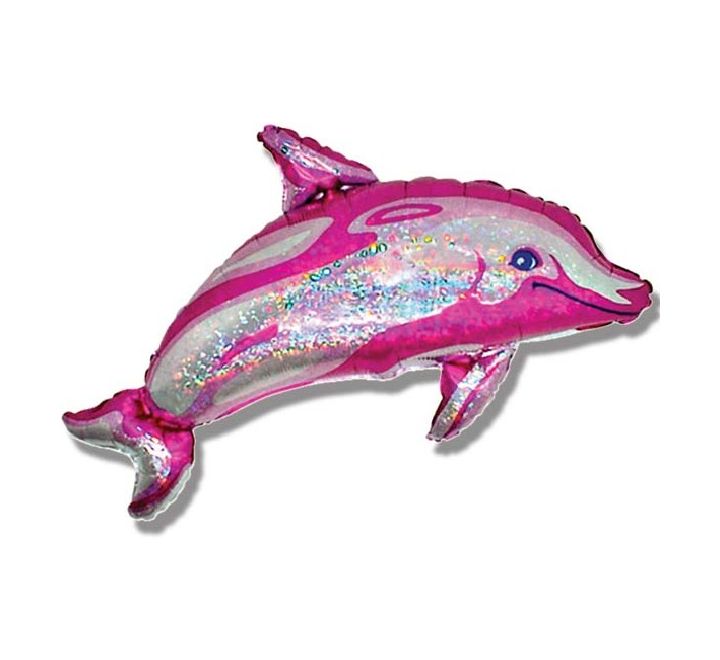 Dolphin Blue Pink Shape Sea SuperShape Helium Balloon (Optional Helium Inflation)
