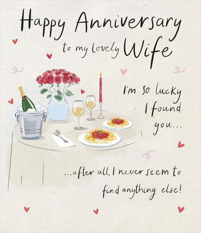 Hanson White | Wedding Anniversary Card Wife | Humorous Design | With Envelope