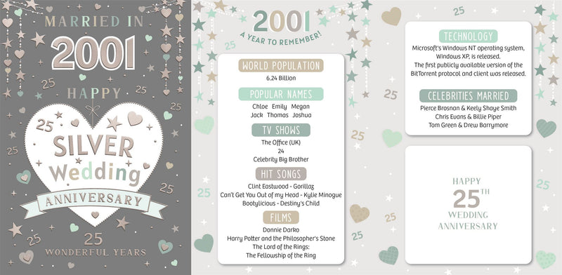 Happy 25th Silver Wedding Anniversary Card Married in 2026