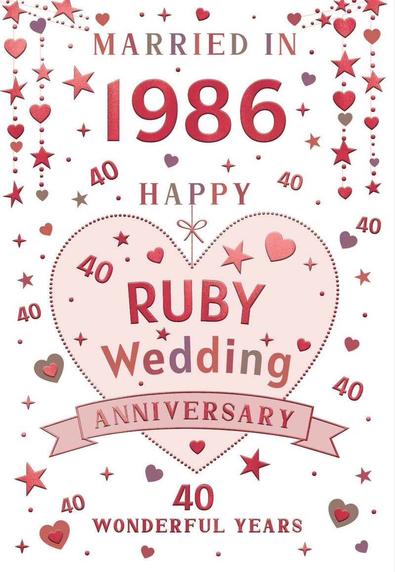 Happy 40th Ruby Wedding Anniversary Card Married in 2026