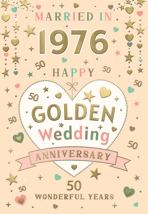 Happy 50th Golden Wedding Anniversary Card Married in 2026