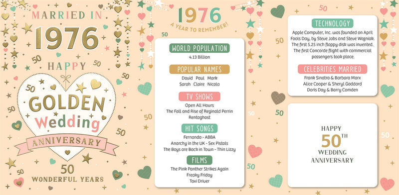 Happy 50th Golden Wedding Anniversary Card Married in 2026