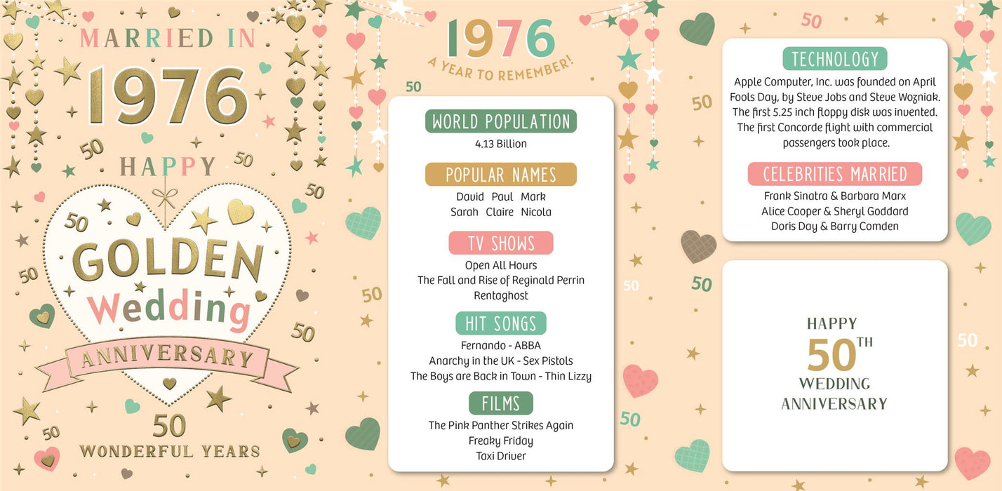 Happy 50th Golden Wedding Anniversary Card Married in 2026