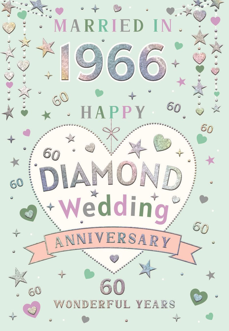 Happy 60th Diamond Wedding Anniversary Card Married in 2026