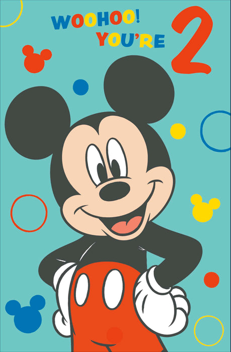 Disney Mickey Mouse Birthday Card for 2, Juv Design