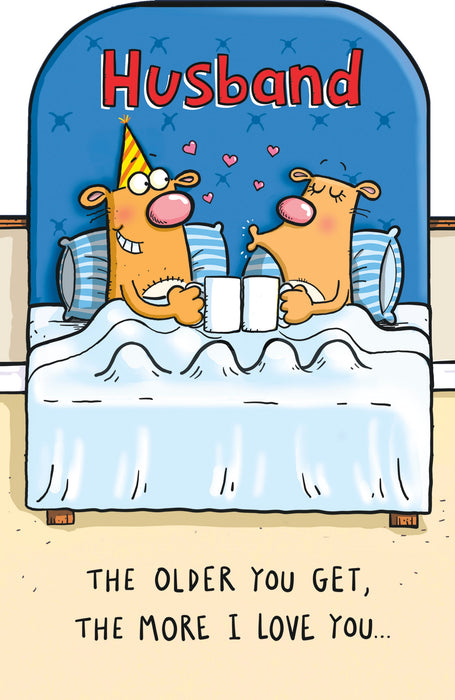 Giggles Birthday Card for Husband, Hum Design