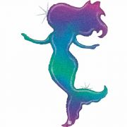 Glitter Mermaid Supershape Foil Balloon (Optional Helium Inflation)