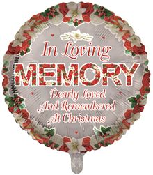 At Christmas In Loving Memory Rememberance Foil Balloon (Optional Helium Inflation)
