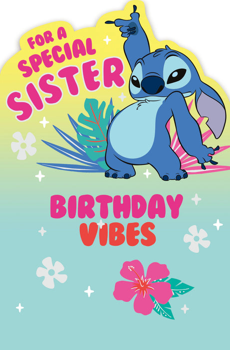 Disney Lilo and Stitch Birthday Card for Sister, Juv Design