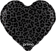 Prima 18 inch Black Leopard Print Heart foil balloon