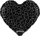 Prima 18 inch Black Matte Shiny Leopard Print Heart foil balloon