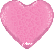 Prima 18 inch Dark Pink Leopard Print Heart foil balloon