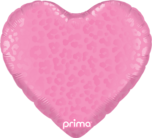 Prima 18 inch Dark Pink Matte Shiny Leopard Print Heart foil balloon