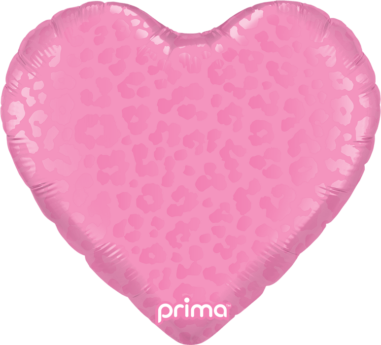 Prima 18 inch Dark Pink Matte Shiny Leopard Print Heart foil balloon