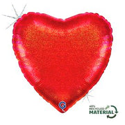 Grabo 18 inch Heart Glitter Holographic Red foil balloon