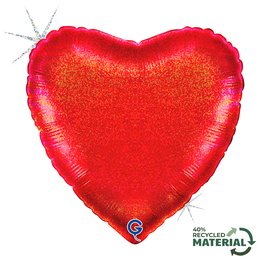 Grabo 18 inch Heart Glitter Holographic Red foil balloon