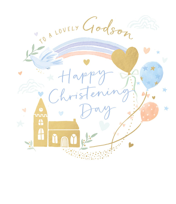 Carlton Christening Card for Godson, Conv Design