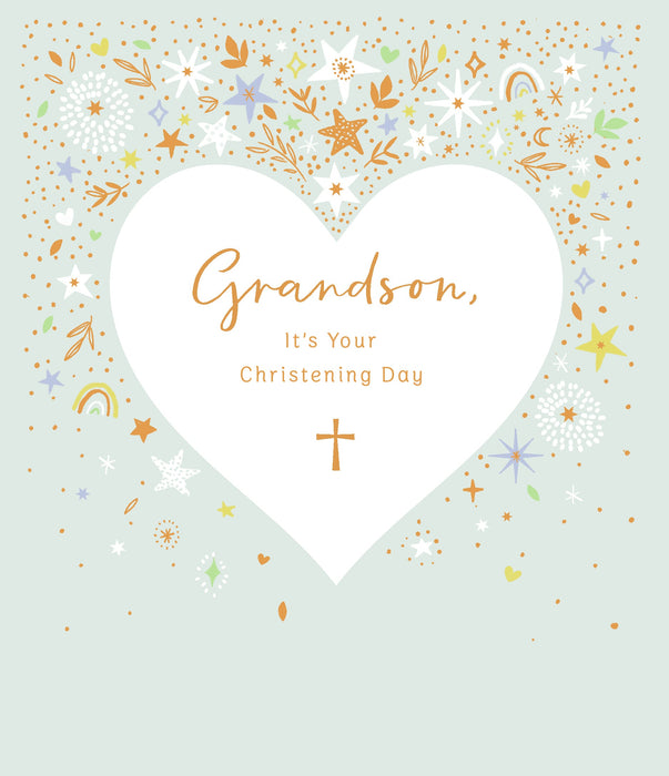 Carlton Christening Card for Grandson, Conv Design