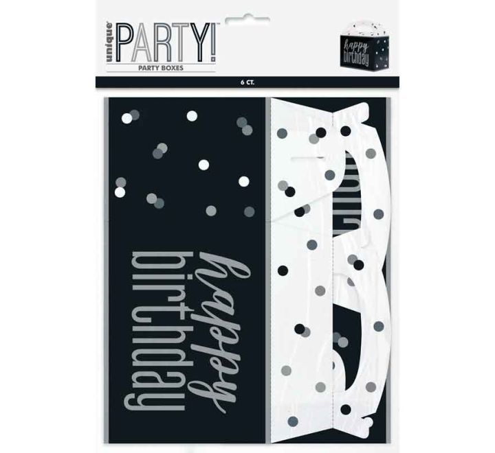 Party Boxes Black Happy Birthday 6 Pack