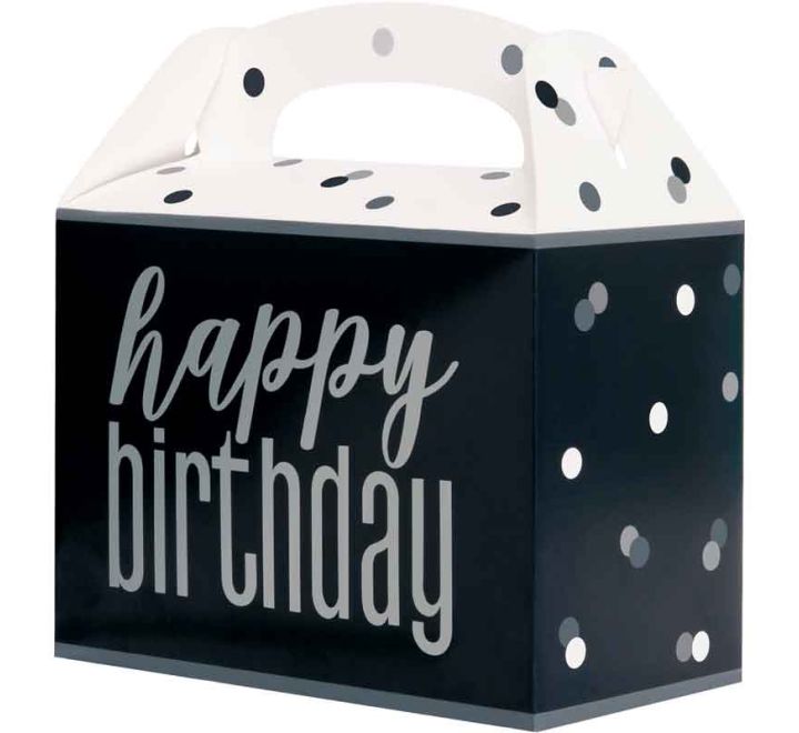 Party Boxes Black Happy Birthday 6 Pack