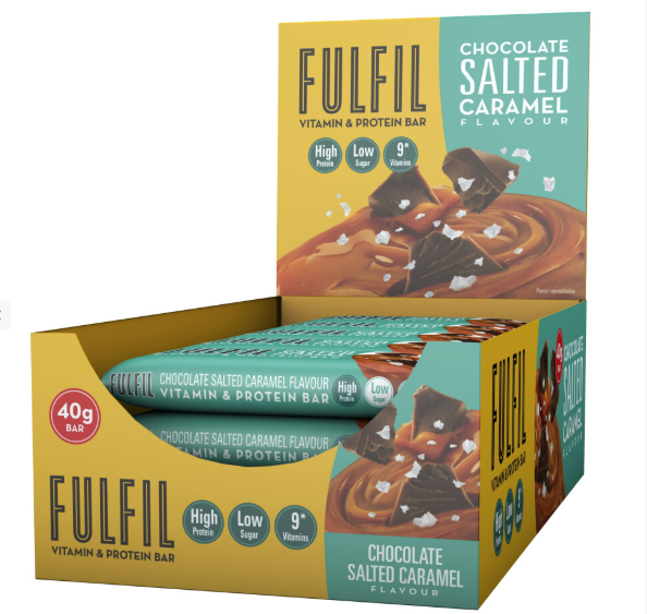 12 x Fulfil Chocolate Salted Caramel Flavour Vitamin & Protein Bar 40g BBE: 10/11/2026