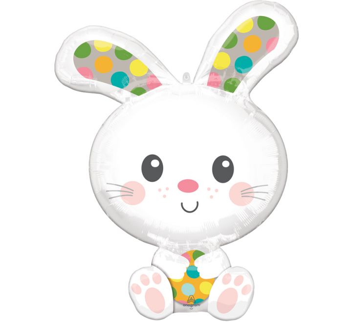 Spotted Bunny Easter Egg Large 29" Foil Balloon (Optional Helium Inflation)