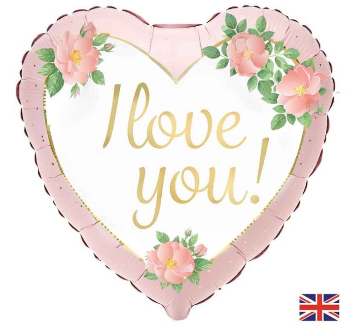 I Love You Heart Shaped Foil Balloon (Optional Helium Inflation)