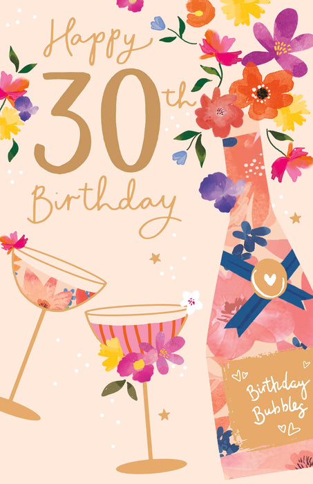Floral Celebrations Birthday Card for 30th, Conv Design