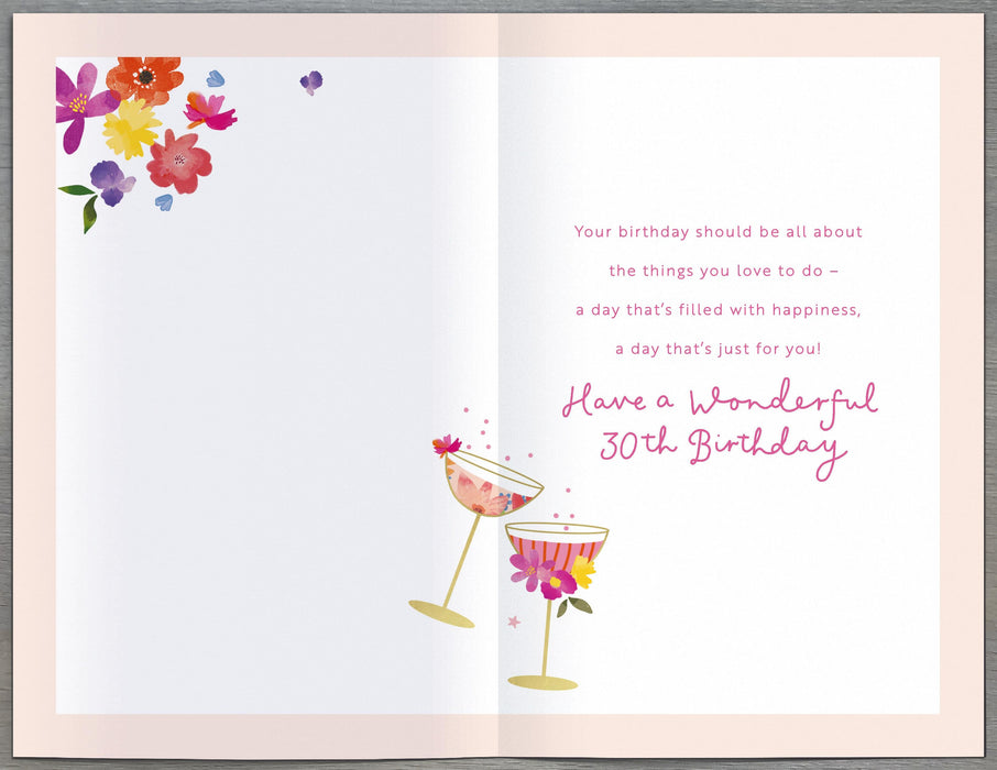 Floral Celebrations Birthday Card for 30th, Conv Design