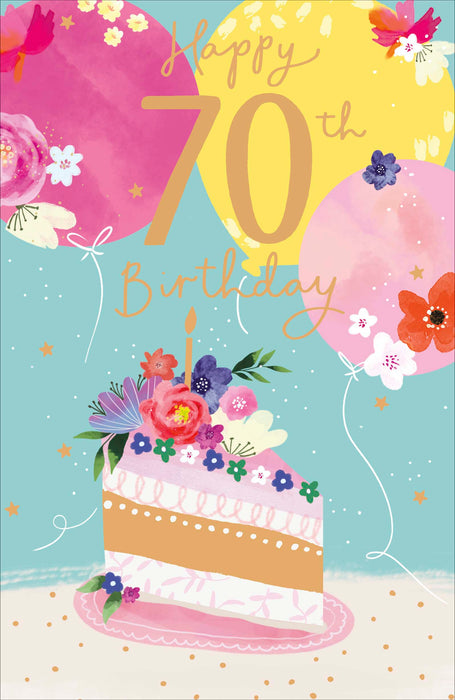 Floral Celebrations Birthday Card for 70th, Conv Design
