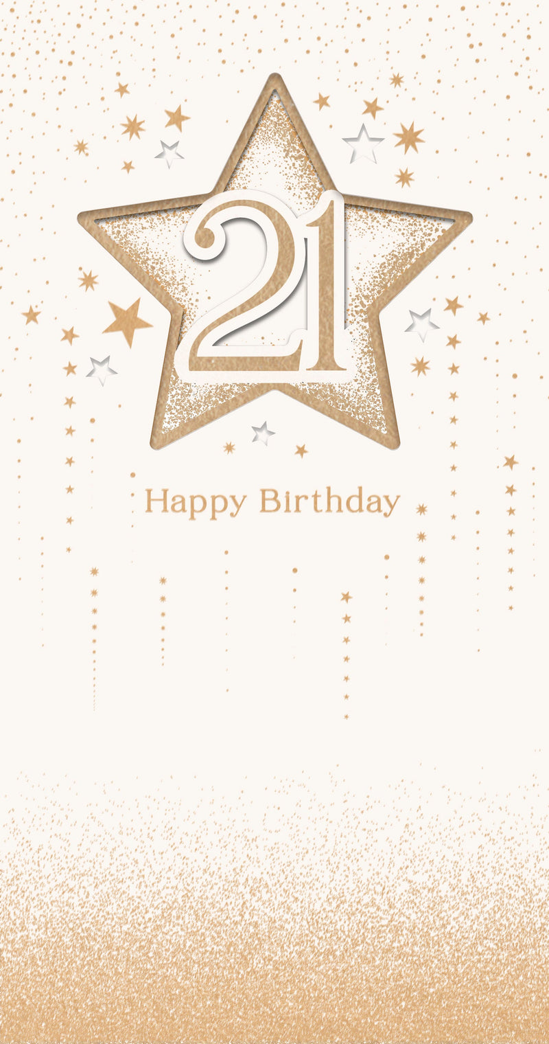 Celestial Spark | 21st Birthday Card | Conventional Design | With Envelope