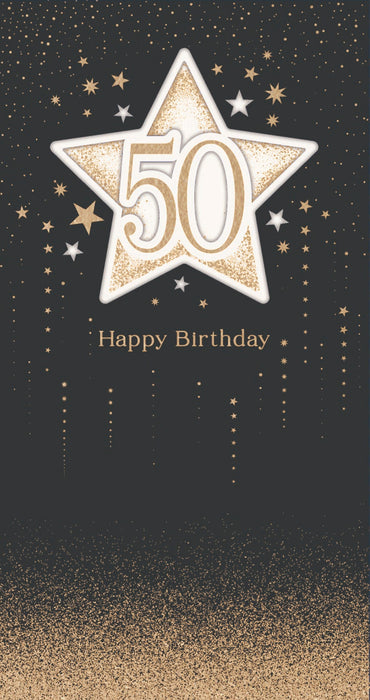 Celestial Spark Birthday Card for 50th, Conv Design