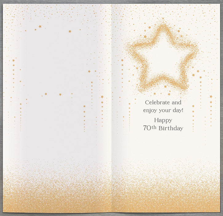 Celestial Spark Birthday Card for 70th, Conv Design