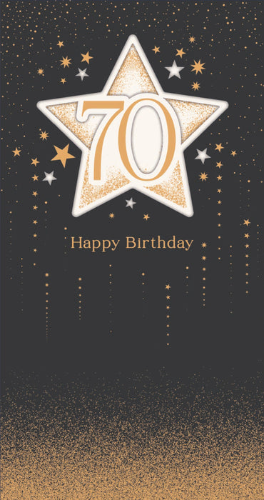 Celestial Spark Birthday Card for 70th, Conv Design