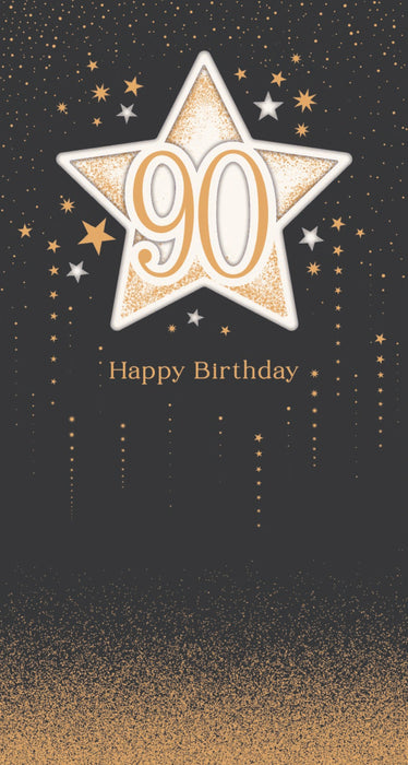 Celestial Spark Birthday Card for 90th, Conv Design