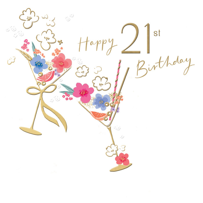 Signature Cherry Bloom Birthday Card for 21st, Conv Design