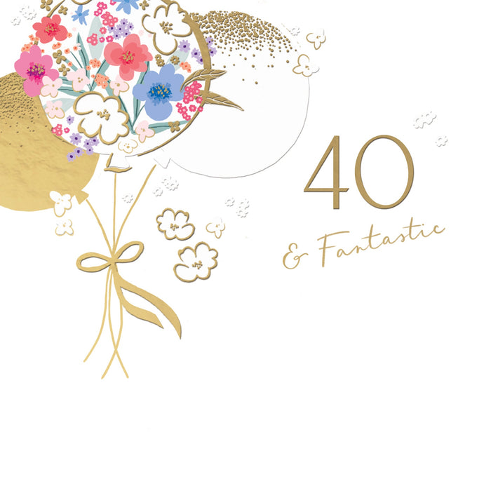 Signature Cherry Bloom Birthday Card for 40th, Conv Design