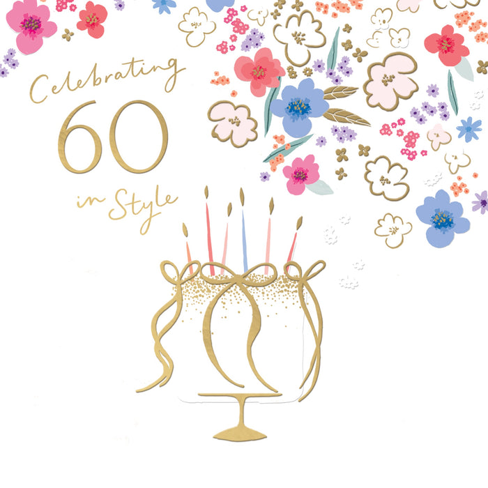 Signature Cherry Bloom Birthday Card for 60th, Conv Design