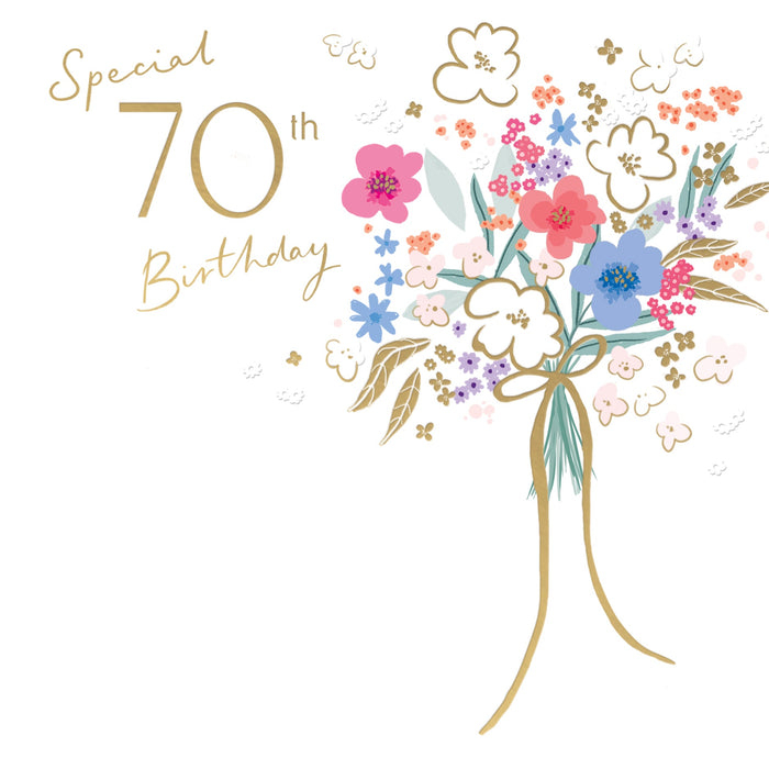 Signature Cherry Bloom Birthday Card for 70th, Conv Design