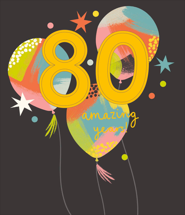Zig Zag Birthday Card for 80th, Conv Design