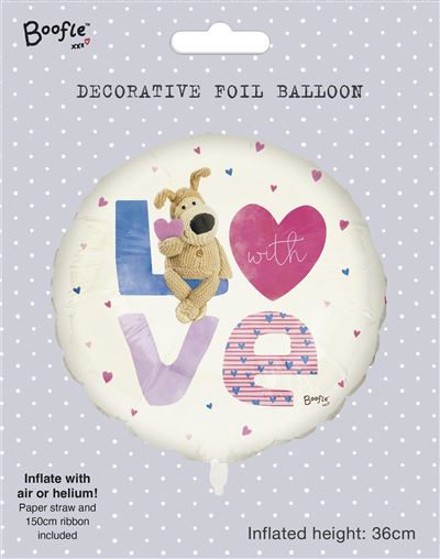 Boofle with Love Foil Balloon 33cm (Optional Helium Inflation)