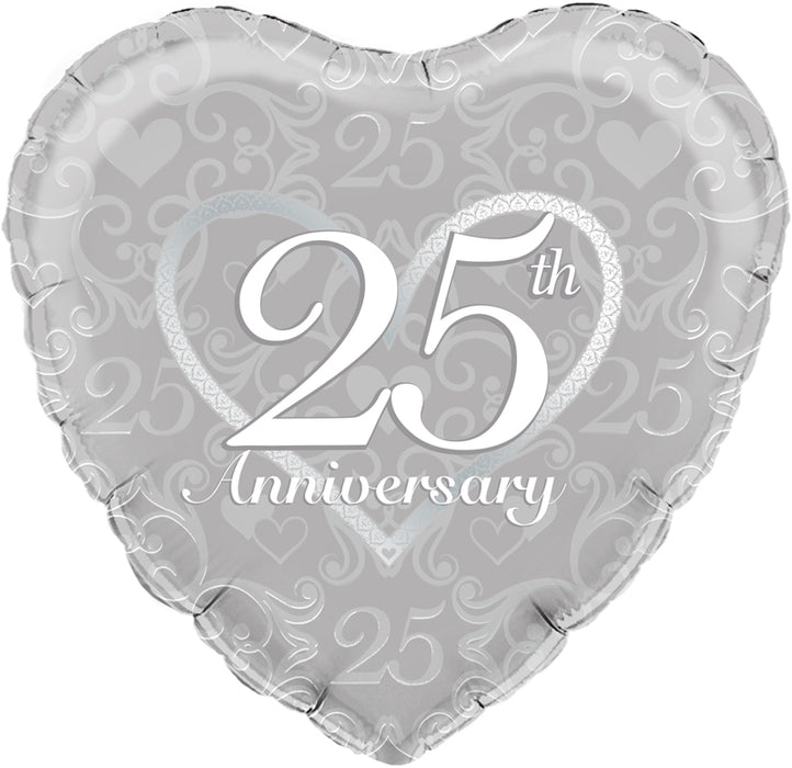 Happy 25th Anniversary Filigree 18" Foil Balloon (Optional Helium Inflation)