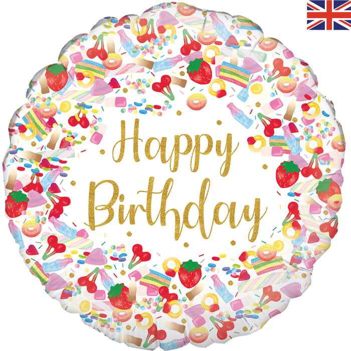 Pick n Mix Birthday Holographic 18" Foil Balloon (Optional Helium Inflation)