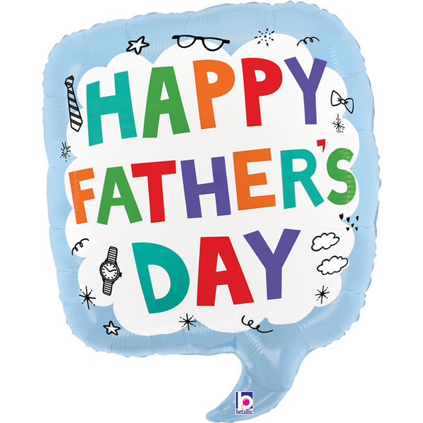 Happy Fathers Day Speech Bubble Shape Large Foil Balloon (Optional Helium Inflation)