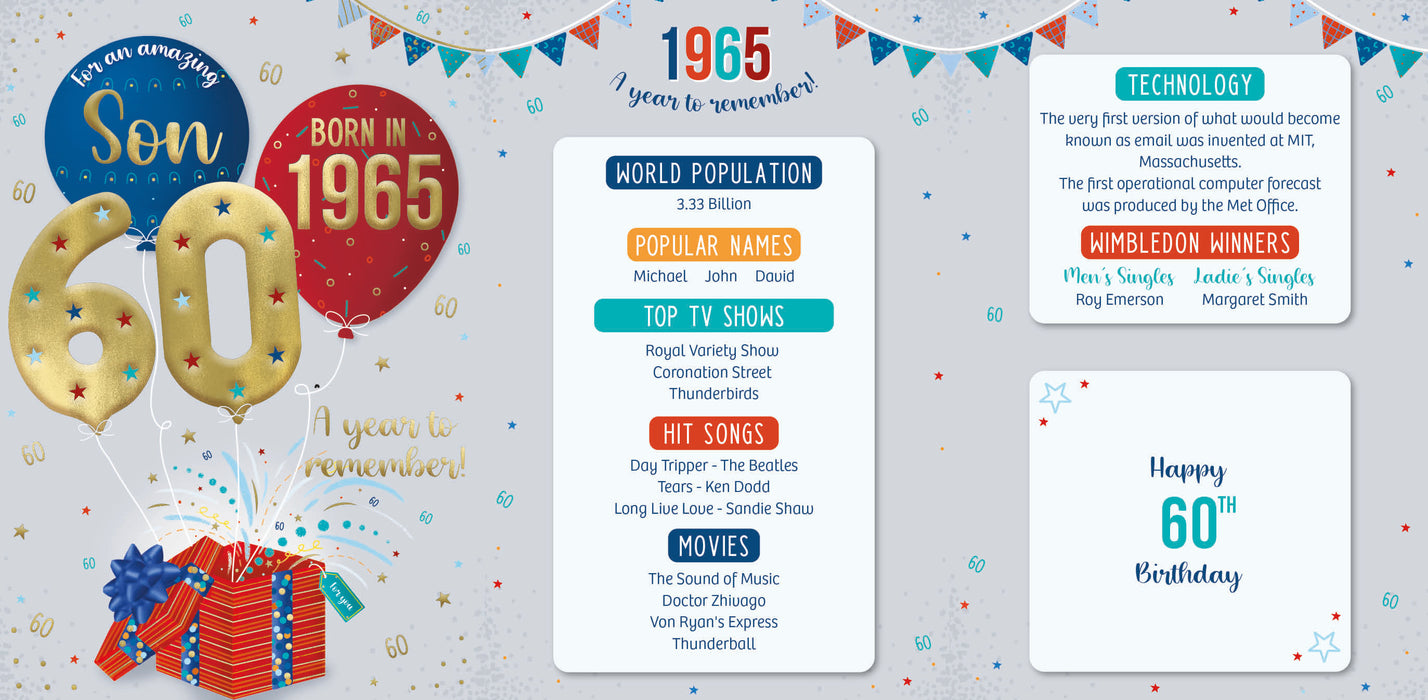 1965 Happy 60th Birthday Son From The Year You Were Born