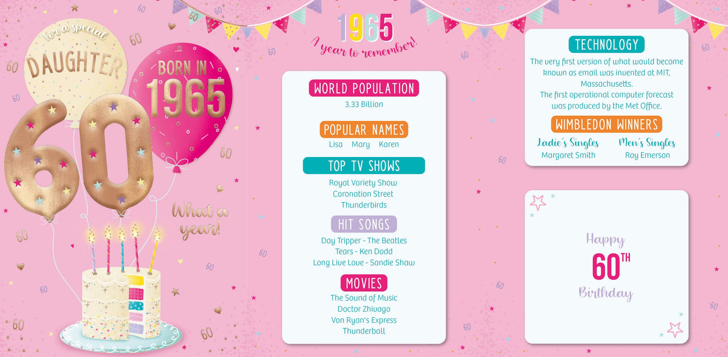 1965 Happy 60th Birthday Daughter From The Year You Were Born