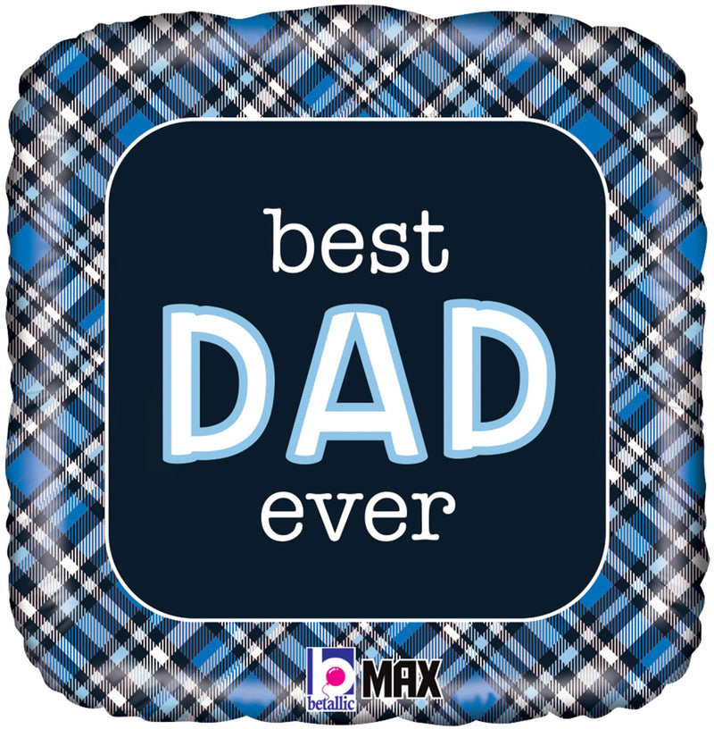 Best Dad Ever Plaid 18" Foil Balloon (Optional Helium Inflation)